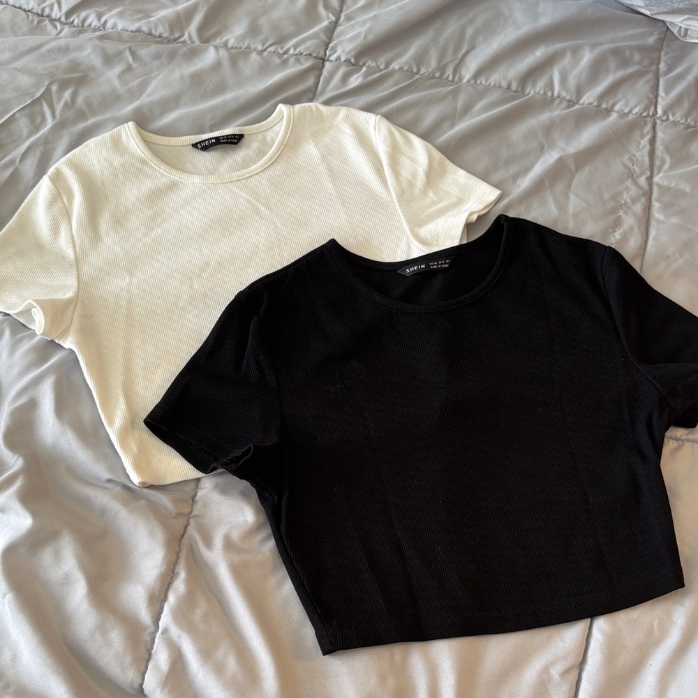 Shein crop top bundle, size XS black and white